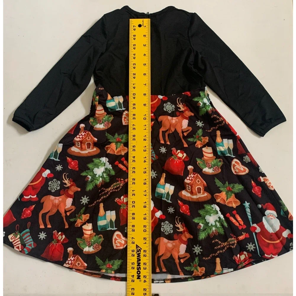Christmas Dress Size 4-5 Years Girls Kids Long Sleeve Dress Holiday - Picture 6 of 12